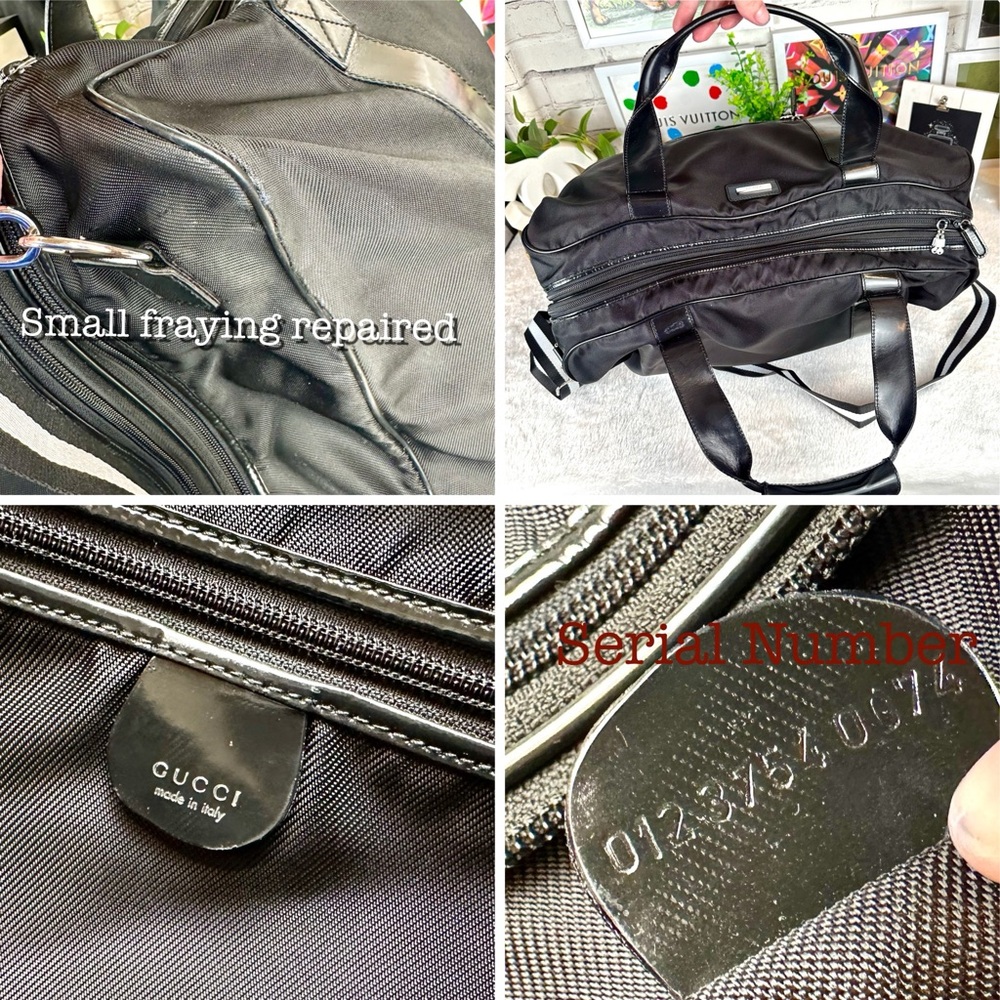 Gucci Black Travel Duffel Bag with Leather Trim - Picture 12 of 16